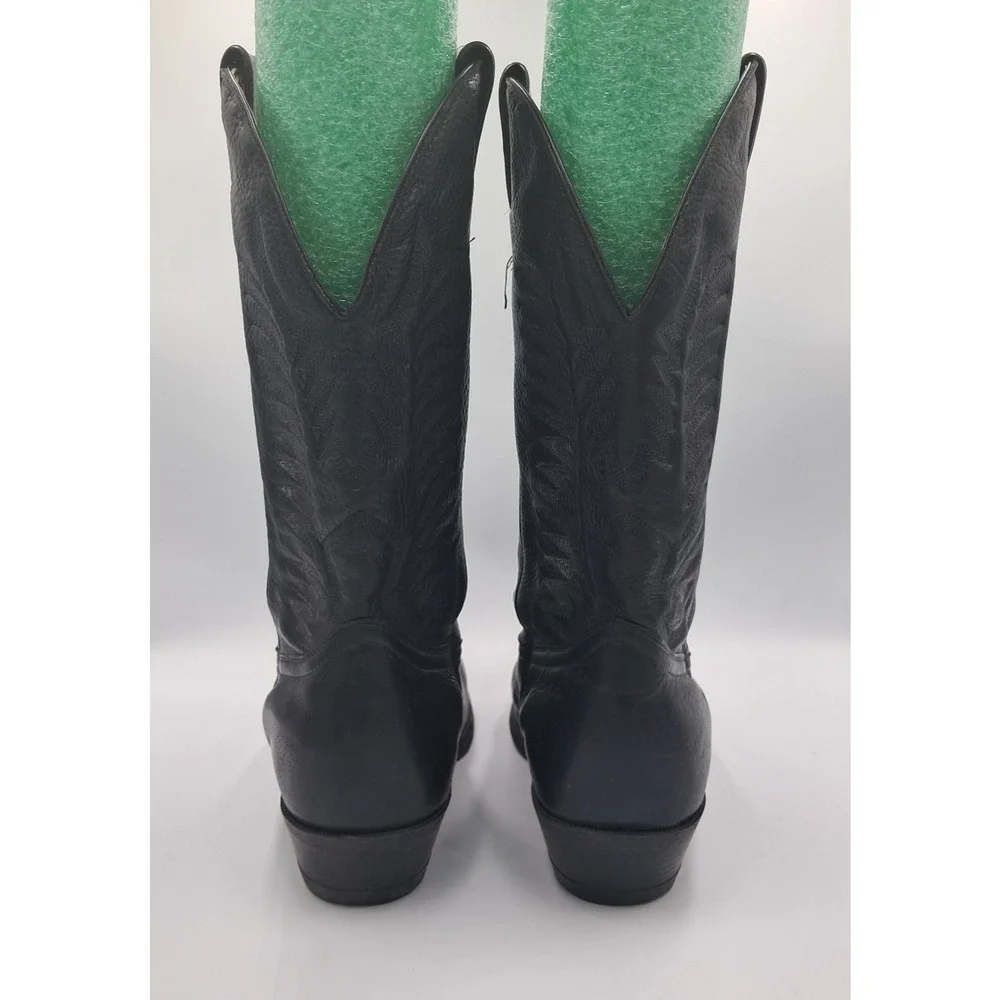 Size 11 - Vtg Boulet 9502 Sporty Black Deer Tan Leather Cowboy Western Rancher